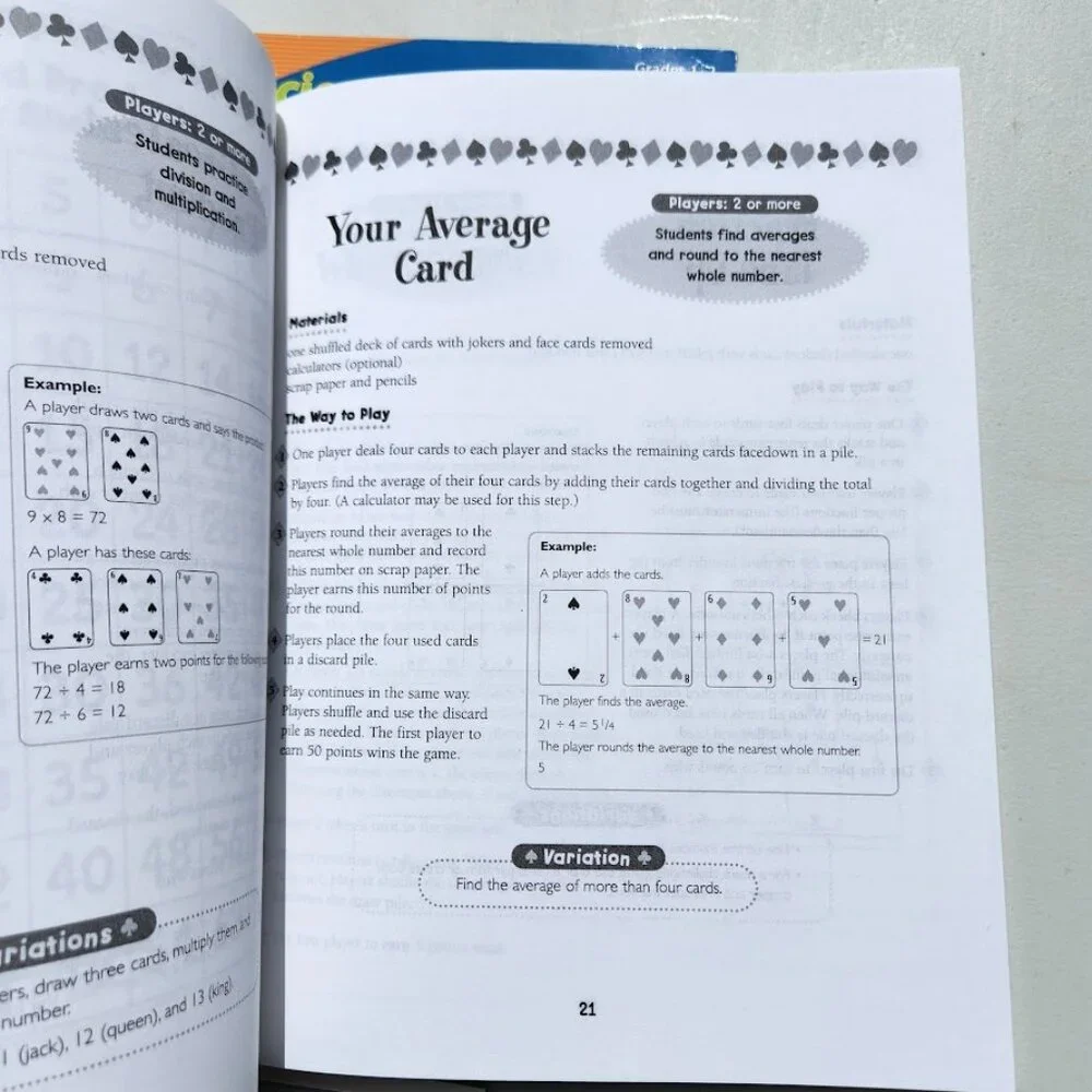 Workbook Activity Book Bundle Lot of 3 Books Multiplication Math Puzzle Card Gam